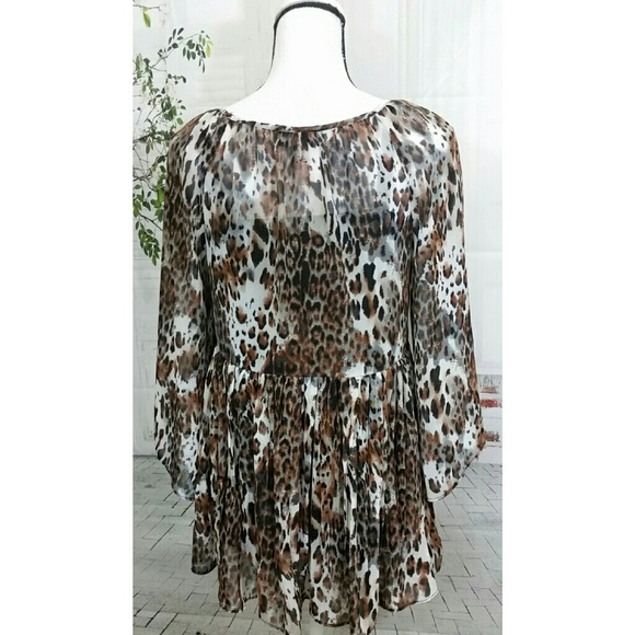 AGB Leopard Tunic Top Size S Brown - Picture 4 of 8